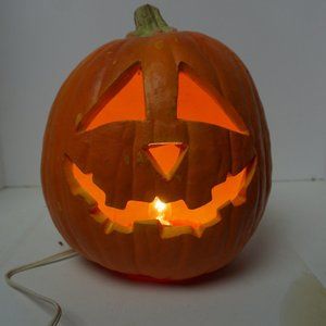 Vintage 1995 Lighted Trendmasters Halloween Pumpkin Jack O Lantern Foam Mold